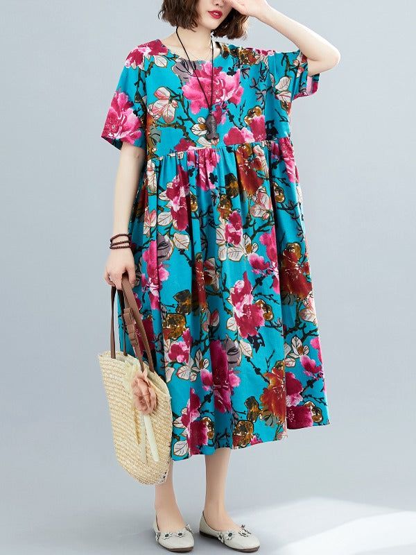 Sku CY-!58538 Material Linen , >70%Cotton Style Loose , A-line Feature Floral Printed Occasion Going out , Simple , Vintage Seasons Summer Type Midi Dresses Color BLUE Size FREE SIZE Please consult the size chart we provide for this item's measurements to help you decide which size to buy.Please note: There may be 1-3cm differ due to manual measurement. INCH Bust Shoulder Length FREE SIZE 55.91 19.69 47.24 Latest Casual Dress, National Dress, Sleeveless Short Dress, 2020 Fashion, Latest Trend, Long Shirt Dress, Fashion Seasons, Trendy Tops, Midi Dresses