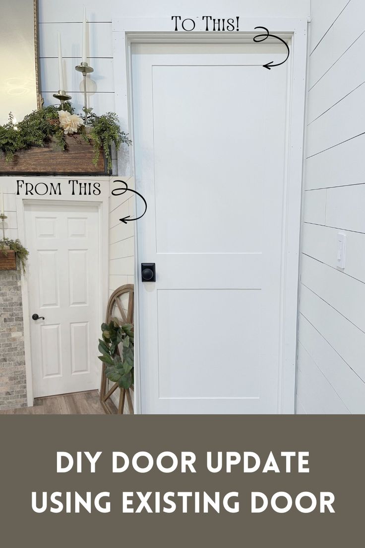 a white door with the words how to convert a builder grade door to a farmhouse door