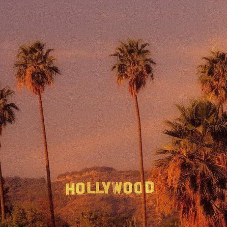 the hollywood sign is surrounded by palm trees