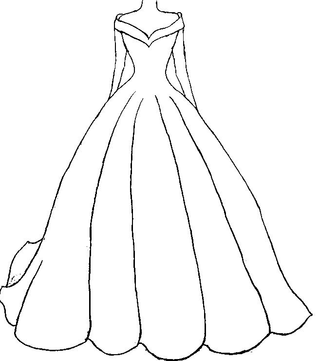 a line drawing of a wedding dress