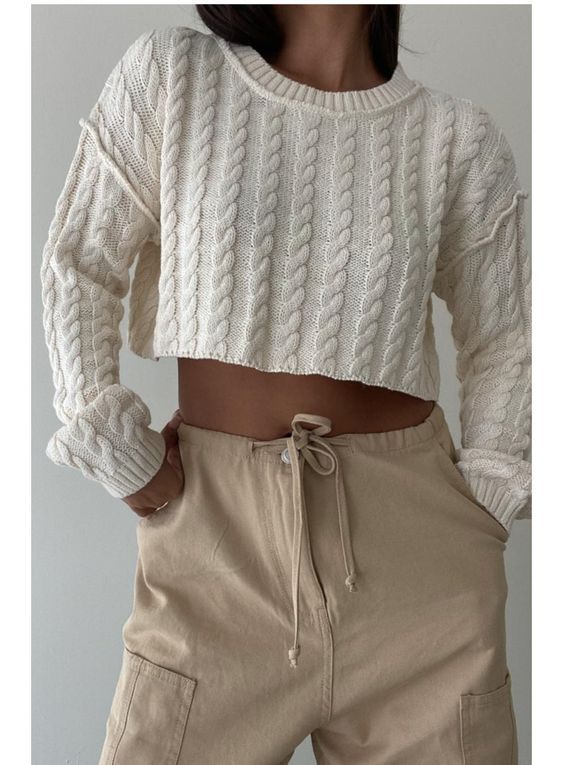 The coziest Cable Knit Cropped Sweater in Cream will be your go to seasonal top. DETAILS Cropped Thick cable knit Cream color 100% COTTON Et Clet is a women's contemporary clothing brand that offers timeless yet modern styles for the fashion-forward woman. With its focus on effortless style and timeless design, Et Clet is a go-to brand for the modern woman who wants to elevate her wardrobe. Cable Knit Cropped Sweater, Knit Cropped Sweater, Basic Streetwear, Cable Knitting, Cropped Knit Sweater, Contemporary Clothing, Crop Sweater, Contemporary Outfits, Christmas 2023