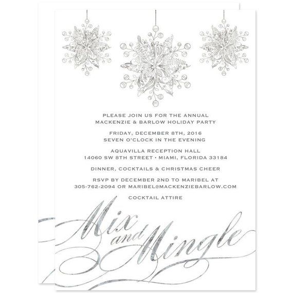 an elegant snowflake wedding card with the words, merry and bright on it