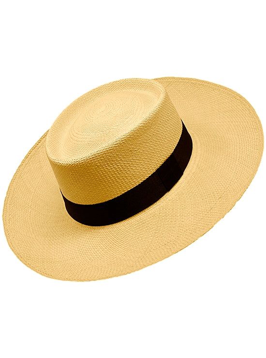 Brand: Gamboa Color: Light brown Material: Toquilla Straw Brim: 10 - 11 cm. (3 9/10" - 4 2/5") Wide BrimGrade: 3 - 4 learn more Sweatband: Cotton Twill, 3 cm. (1.18") Crown: 10 cm. (4") Ribbon: LinenDescription: A comfortable hat, handmade in Cuenca, the worldwide famous Panama Hat town in Ecuador. This Panama Chemise (Gambler) for men is a top quality, casual and elegant hat. Each hat is individually blocked and trimmed to meet the highest quality standards. PERFECT FOR GARDENING: This Panama g