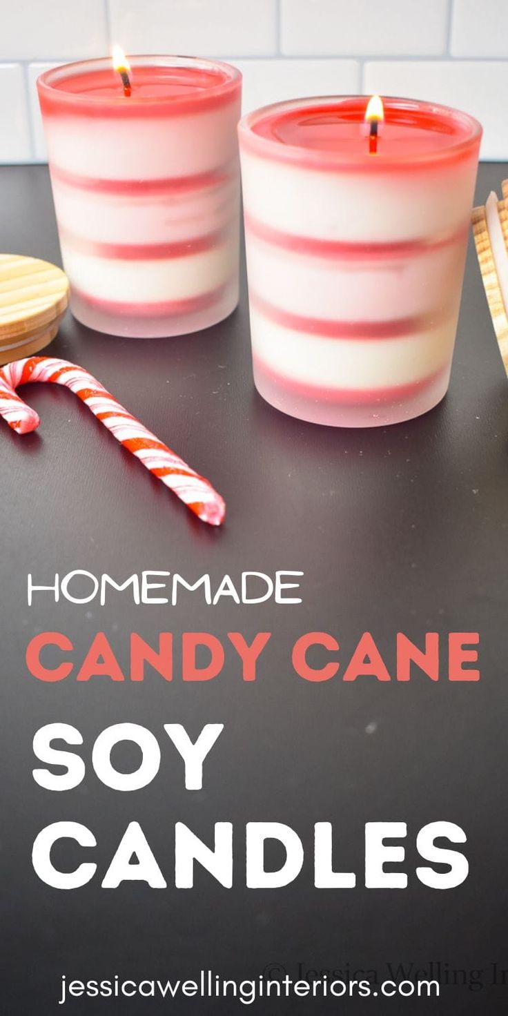 homemade candy cane soy candles with text overlay