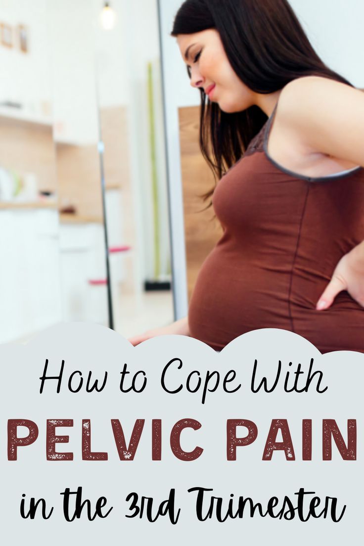 a pregnant woman pointing at her stomach with text overlay how to cope with pelvic pain in the 3rd tunest