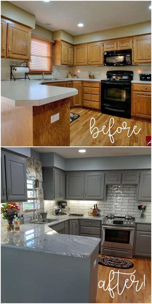 before and after pictures of a kitchen remodel