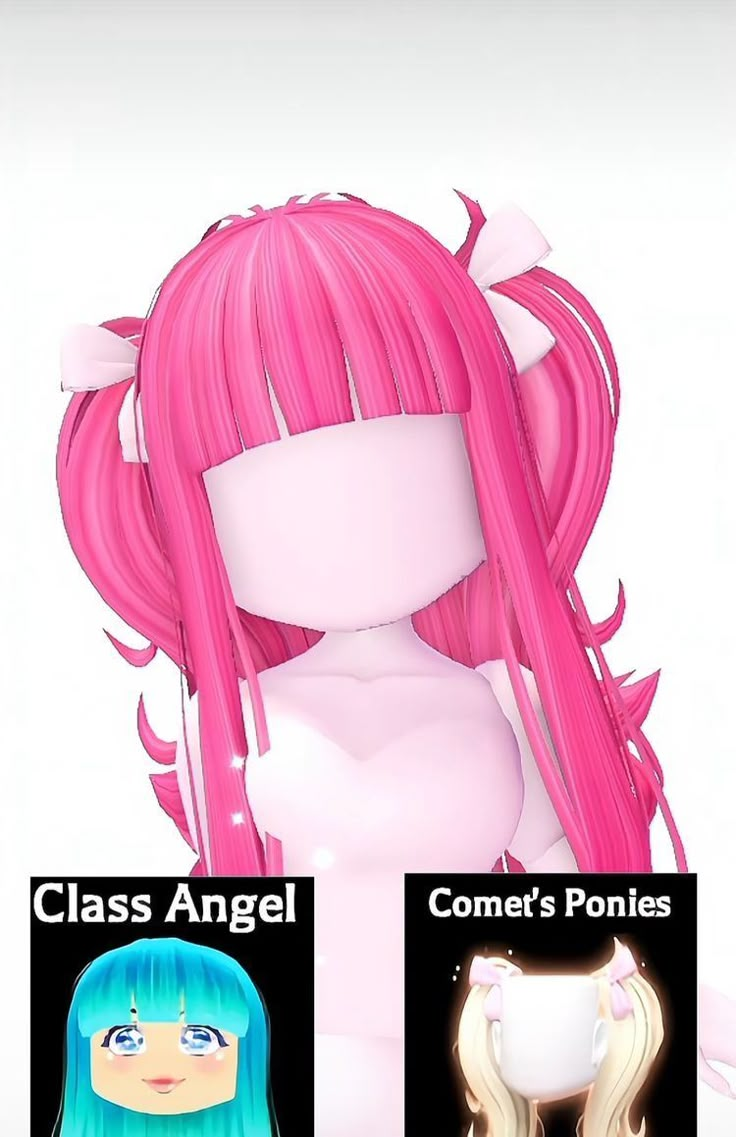 an animated girl with pink hair and bangs