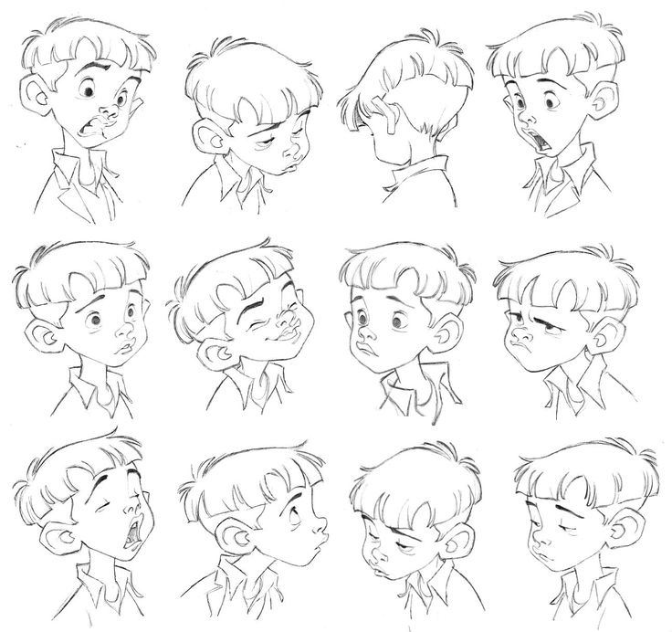 a bunch of cartoon faces with different expressions and haircuts on each side of the face