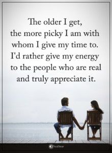 two people sitting on chairs facing each other with the words, the older i get, the more piggy i am with whom i give my time to