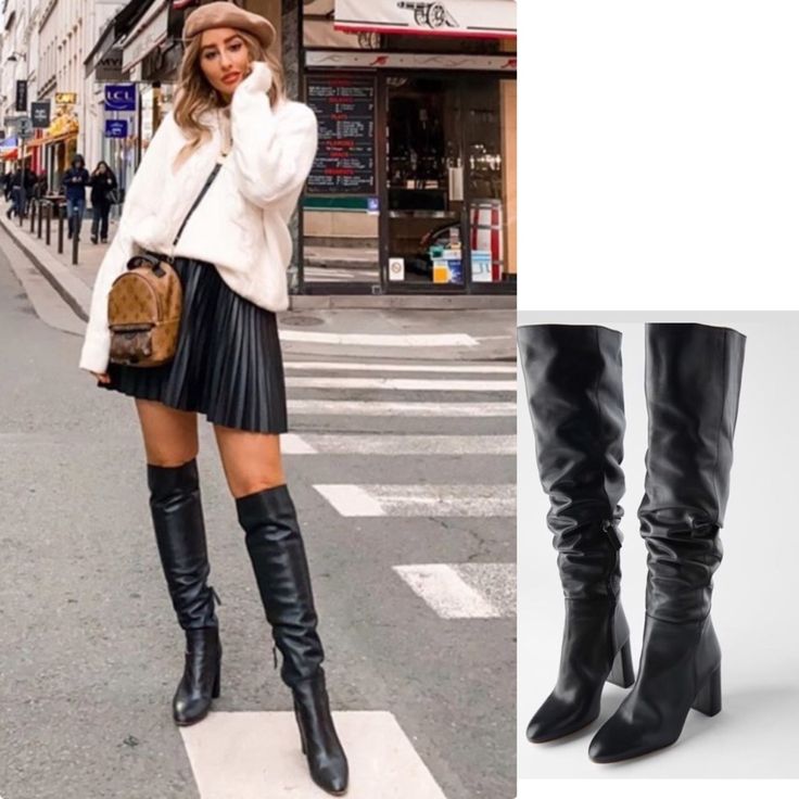 100% Genuine Leather. Heel Height 3.1” Size 11 Is Nwot Size 9, Eu40 Size 11, Eu42 Casual Leather Knee-high Boots With High Heel, Casual Knee-high Leather Boots With High Heels, Leather Knee-high Boots With Flat Heel For Winter, Chic Low Heel Boots For Fall, Chic Low Heeled Boots For Fall, Spring Leather Knee-high High Heel Boots, Leather Knee-high Boots With Pointed Toe For Fall, Leather Knee-high Winter Evening Boots, Leather Knee-high Boots For Winter Evenings