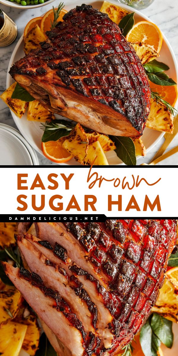 Looking for Easter dinner ideas? Here's the BEST Easter ham! This Easy Brown Sugar Ham is a holiday classic. Baked in the most incredible brown sugar glaze for ham, this Easter main dish recipe is perfectly sweet, tangy, and savory! Easy Ham Recipes, Sugar Ham, Brown Sugar Ham, Ham Glaze Brown Sugar, Ham Recipes Baked, Ham Dinner, Ham Glaze Recipe, Honey Ham, Easy Ham