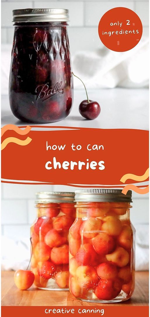 two jars filled with cherries sitting on top of a table