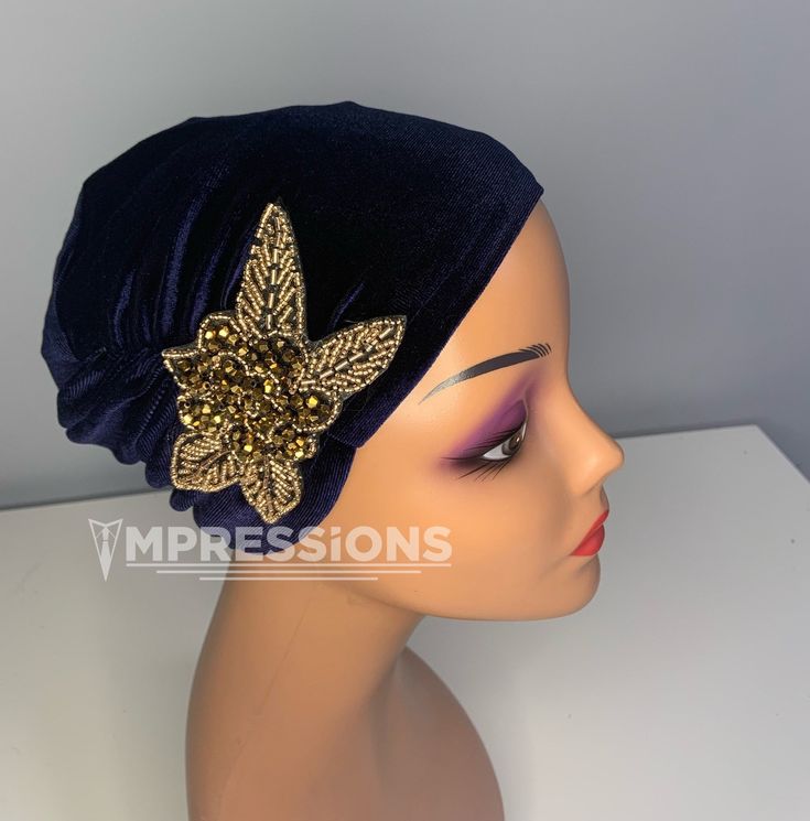 This stunning, pearl-adorned Velvet Turban with appliqué is available as seen, it is a must-have for the stylish, easy to wear.  Don't have time for that hair? This should get you covered.  Can be worn on full hair , has a lot of room because of its elastic material. it is lightweight can be worn as an accessory to compliment your outfit. Adjustable Gold Headscarf For Party, Gold Adjustable Headwrap, Adjustable Gold Headwrap, Gold Headwrap Headband, Gold Headband Turban One Size, Elegant Gold Headband Headwrap, Elegant Gold Headwrap Headband, Elegant Blue Headscarf, Turbans For Women