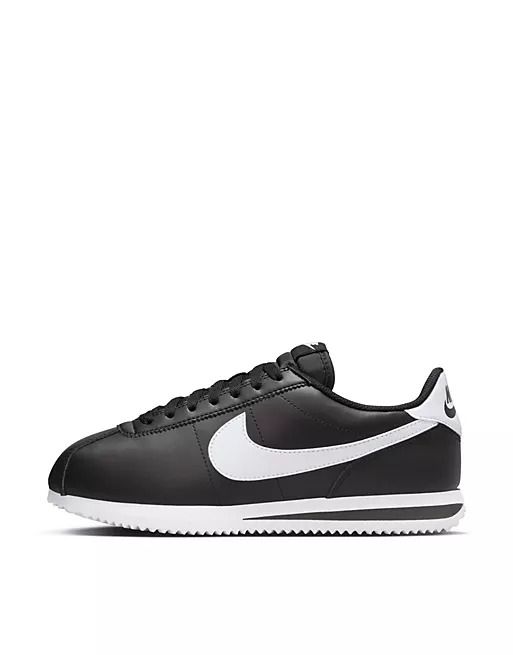 Nike cortez leather sneakers in black | ASOS Nike Cortez Leather, Black Shop, Nike Cortez, White Sock, Chicago White Sox, New Nike, Leather Sneakers, Black Fashion, Asos