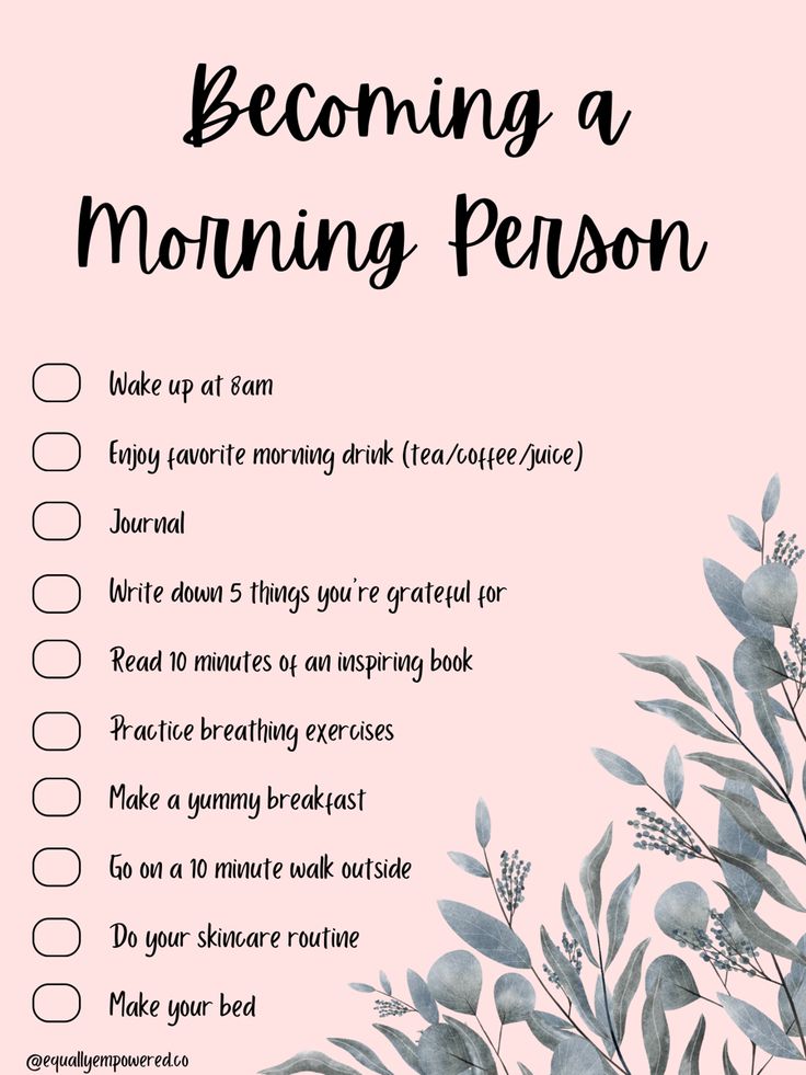 a pink poster with the words becoming a morning person