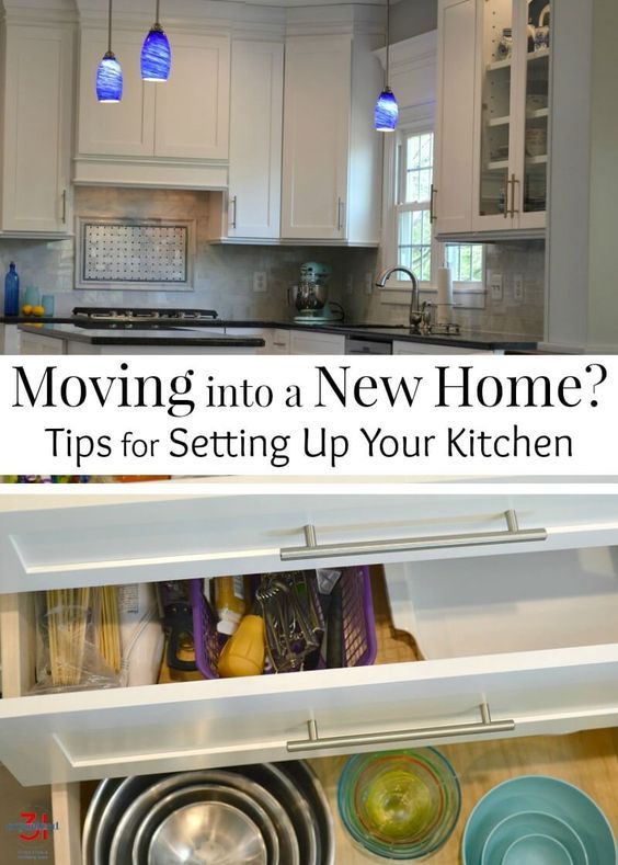 a kitchen with the title moving into a new home? tips for setting up your kitchen