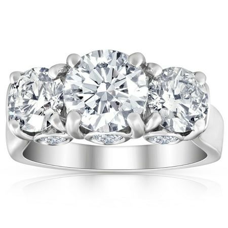 three stone diamond engagement ring in 18k white gold with 0 50 carat round diamonds