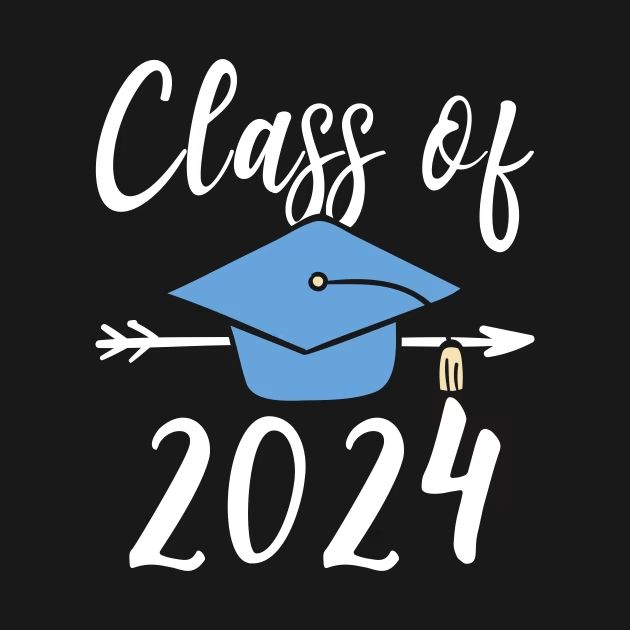 a graduation cap and arrow with the words class of 2021 in white on a black background