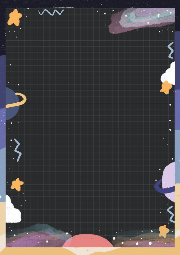 an abstract space themed background with stars and planets in the sky, on top of a black grid