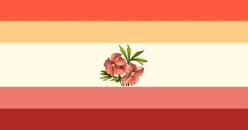 an image of flowers in the middle of two horizontal lines on a red, white and yellow background