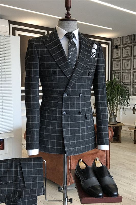 Glen Plaid Suit Men, Black Plaid Suit Men, Double Breasted Suit Men, Custom Suits Men, Expensive Suits, Stylish Mens Suits, Classy Suits, Dress Suits For Men, Designer Suits For Men