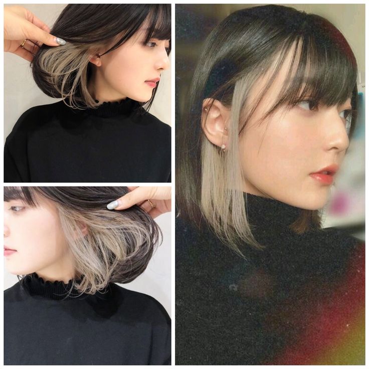 Ear Highlight Hair, Under Highlights Hair Short, Dark Blonde Peekaboo, Bob Haircut With Color Underneath, Under Blonde Hair Color Short, Short Hair Color Underneath, Bleach Underneath Hair Short, Underdye Hair Light Brown, Short Hair Peekaboo Highlights