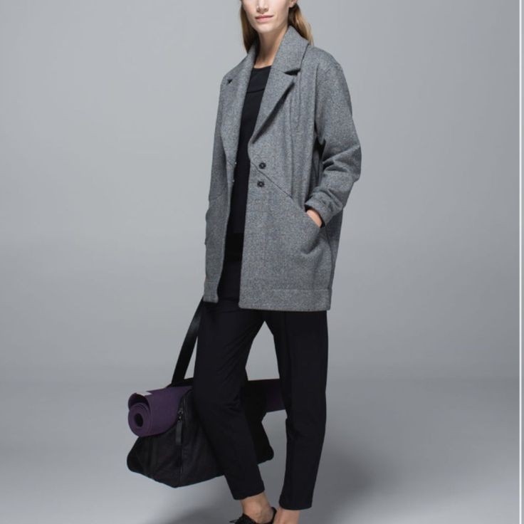 Brand New Lululemon Cozy Car Coat Heathered Speckled Black Versatile Gray Outerwear For Everyday, Everyday Athleisure Fall Outerwear, Athleisure Winter Outerwear For Everyday, Athleisure Outerwear For Winter Everyday Use, Everyday Athleisure Outerwear For Fall, Everyday Athleisure Winter Outerwear, Everyday Fall Athleisure Outerwear, Everyday Winter Athleisure Outerwear, Casual Lululemon Hooded Outerwear