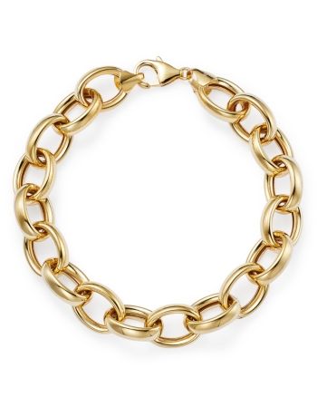 Bloomingdale's Thick Oval Link Chain Bracelet in 14K Yellow Gold - 100% Exclusive Formal Gold Oval Link Bracelet, Classic Gold-tone Oval Link Bracelet, Classic Oval Gold Chain Bracelet, Classic Gold Oval Chain Bracelet, Gold-tone Oval Link Bracelet, Gold-tone Oval Link Bracelet With Polished Finish, Elegant Gold Bracelet With Cable Chain In Oval Shape, Elegant Oval Gold Cable Chain Bracelet, Elegant Oval Gold Bracelet With Cable Chain