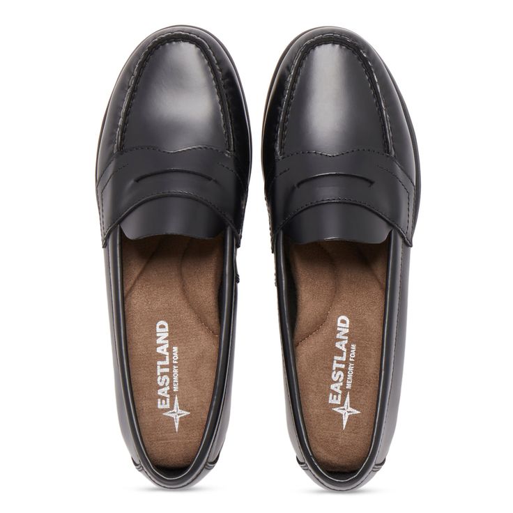 Women's Classic Penny Loafer – Eastland Classic Wingtip Slip-ons With Rubber Sole, Classic Wingtip Slip-ons With Brogue Detailing, Classic Slip-on Closed Toe Dress Shoes, Classic Slip-ons With Leather Footbed For Business Casual, Classic Wingtip Slip-ons For Work, Classic Slip-on Dress Shoes With Almond Toe, Classic Slip-on Boat Shoes With Stitched Sole, Classic Round Toe Boat Shoes With Leather Footbed, Classic Slip-on Leather Shoes