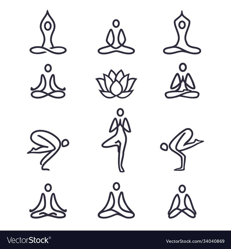 set of yoga icons in line style on white background stock photo edit now for more