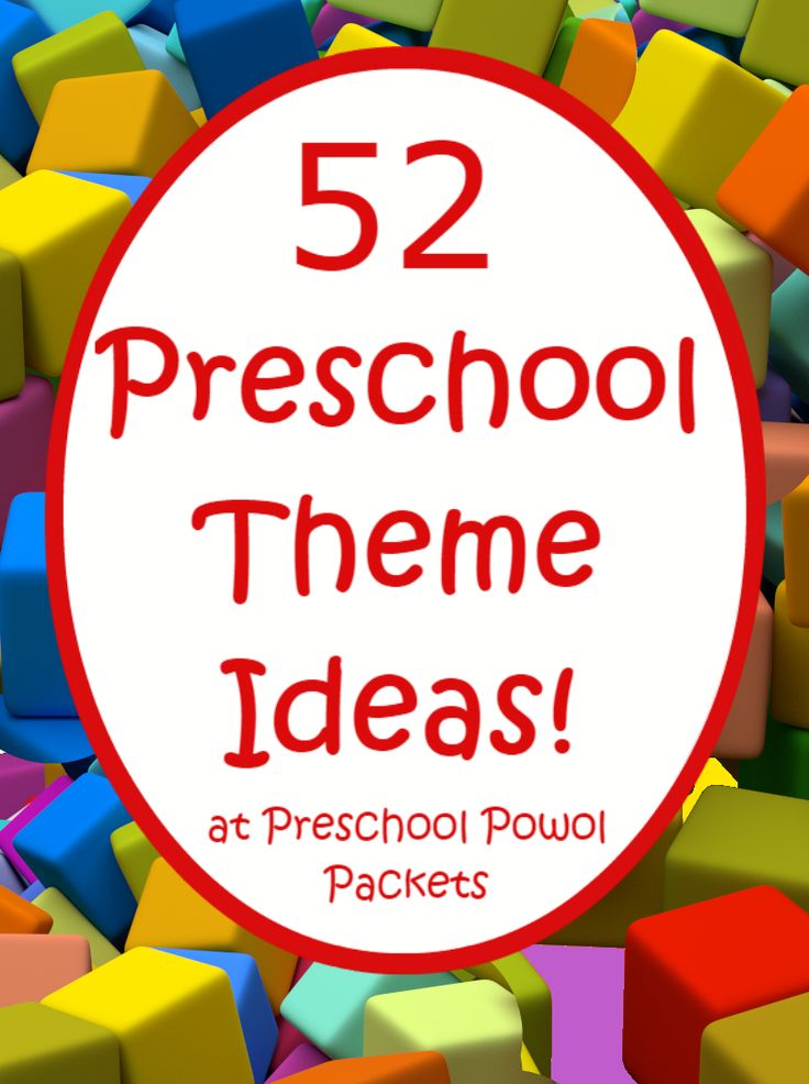 colorful blocks with the words 52 preschool theme ideas at preschool powol packets on top