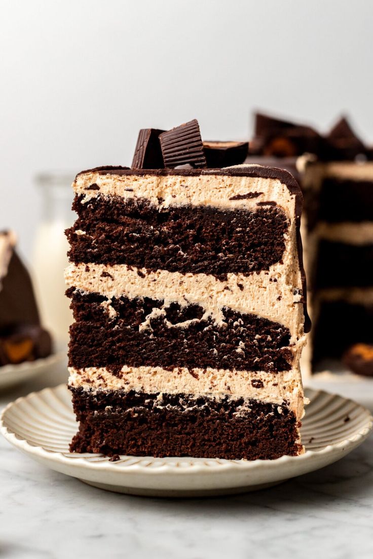 a slice of chocolate cake on a plate