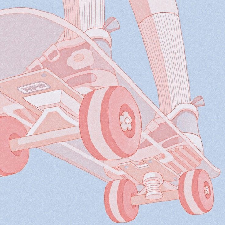 a drawing of a skateboard with wheels attached to it's bottom wheelie