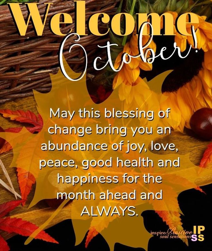 a welcome card with autumn leaves and acorns on it, in front of a basket