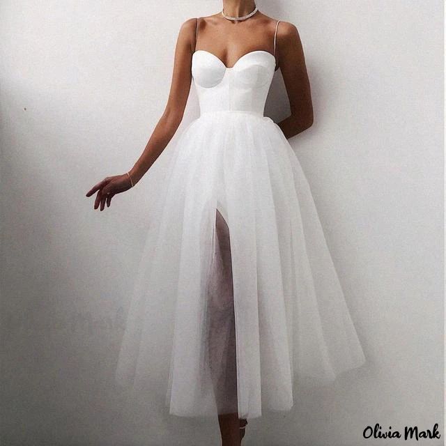 Olivia Mark - Solid Construction Ballet Garments for Her Tea Length Prom Dress, Formal Dresses Graduation, Vestidos Retro, Solid Maxi Dress, Gaun Fashion, Simple Prom Dress, Tulle Evening Dress, Sweetheart Prom Dress, Short Prom Dress