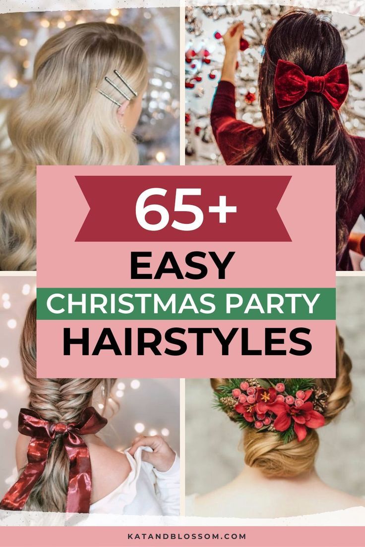 Easy and Simple Christmas Party Hairstyles Ideas Party Hairstyles Medium, Dinner Hairstyles, Futuristic Hair, Holiday Hairstyles Easy, Easy Christmas Party, Holiday Party Hair, Christmas Party Hairstyles, Natural Hair Diy, Christmas Hairstyles