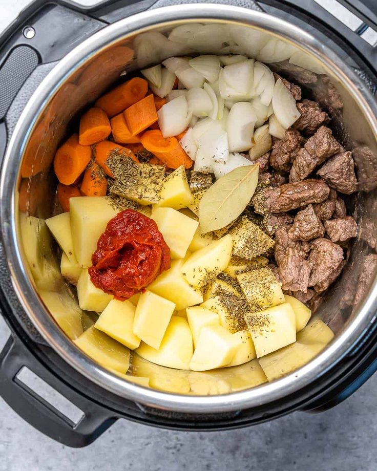 the food is being prepared in the instant pot