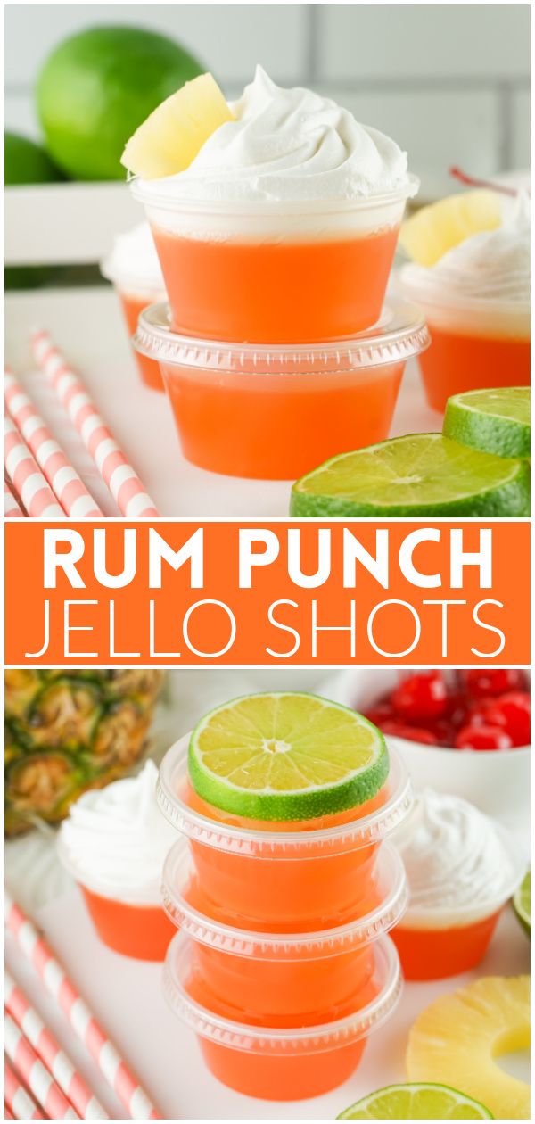 orange jello shots with limes and whipped cream