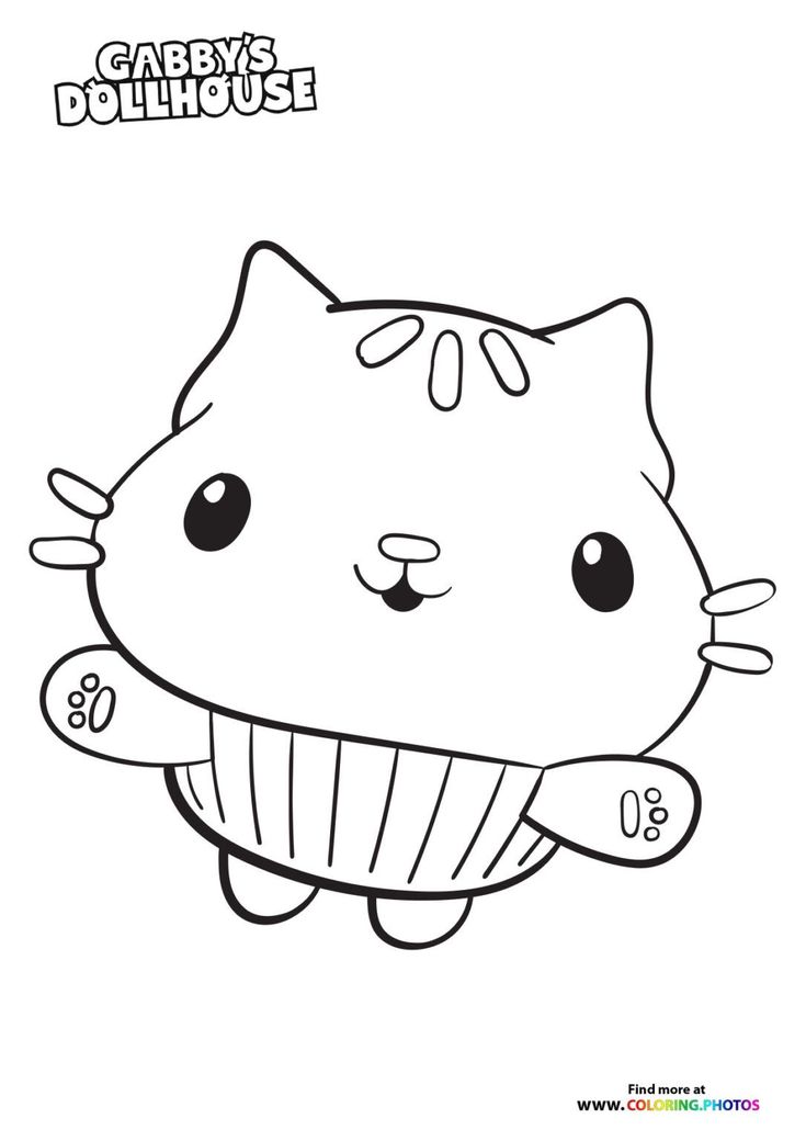 a cartoon cat holding a cupcake in its paws