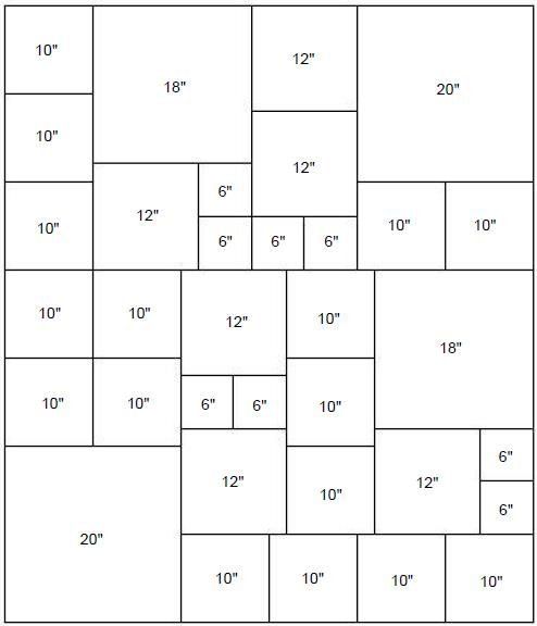 the size and width of an area with numbers on it