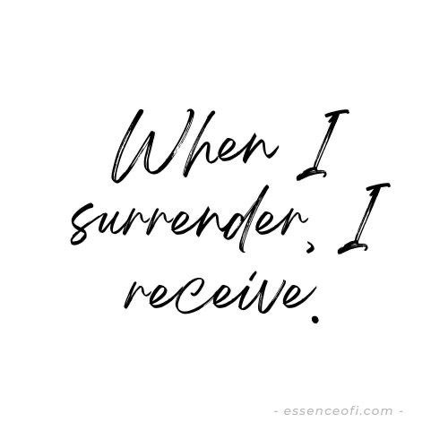 a handwritten quote that says when i surrender, i receive with black ink on white paper