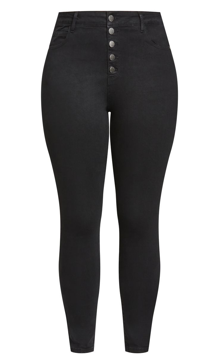 Utterly timeless, the Harley Classic Skinny Jean is a must in every wardrobe! Flaunting a skinny leg fit, these show-stopping jeans are made to love your curves with their high rise and stretch denim fabrication. Key Features Include: - The perfect fit for an hourglass body shape - Skinny leg - High rise, quad button closure to front - Belt looped waistline - Functional 5 pocket denim styling - Ankle-grazing length - High denim fiber retention to maintain shape - Signature Chic Denim hardware throughout buttons and rivets Pair with a white crew neck top and simple gold accessories and you've got a refreshingly glam look. | Plus Size Jean Harley Class Sk 24 in Black, Size 12/2XS | City Chic | Plus Size Jean Harley Class Skinny 24 in Black, Size 12/2XS | City Chic Black City, Moda Jeans, Plus Size Brands, Denim Jeggings, Denim Chic, Slim Denim, Stylish Plus, Plus Size Jeans, City Chic