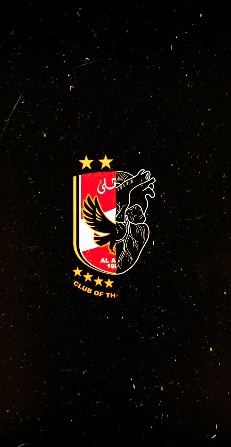 a black background with a red, white and yellow emblem on it's side