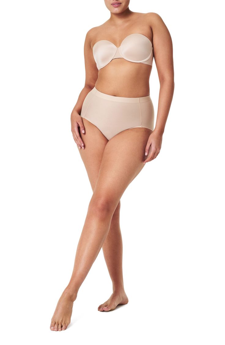 Experience full-coverage comfort when you slip into these classic high-waist briefs. Cotton-lined gusset 55% nylon, 45% Lycra® spandex Machine wash, dry flat Imported Nylon Bottoms With Smoothing Full Coverage, Compressive Full Coverage Nylon Bottoms, Supportive No-show Bottoms With Moderate Coverage, Smoothing Full Coverage Nylon Bottoms, Supportive Brief Shapewear With Moderate Coverage, Supportive Nylon Shapewear Bottoms, Beige Full Coverage Smoothing Bottoms, Beige Smoothing Full Coverage Bottoms, High Waist Shapewear Bottoms With Moderate Coverage