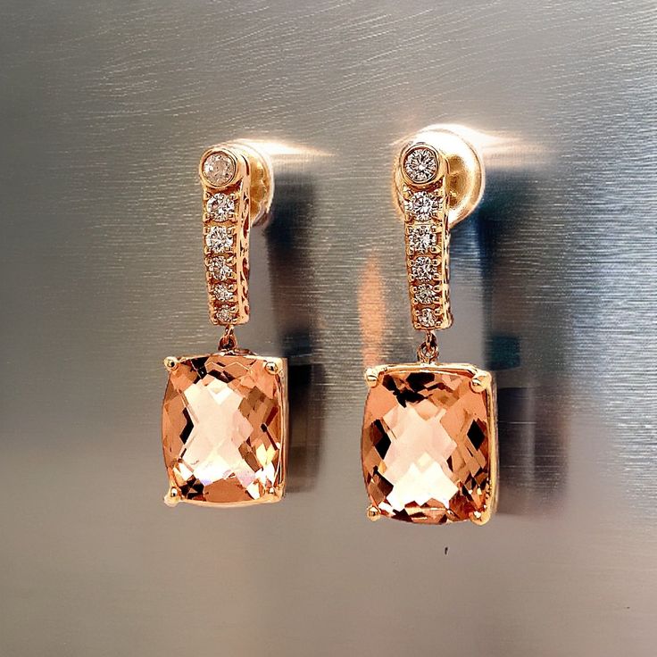 Natural Finely Faceted Quality Morganite Diamond Earrings 14k Gold 9.93 TCW Certified $5,950 018685This is a Unique Custom Made Glamorous Piece of Jewelry!Nothing says, “I Love you” more than Diamonds and Pearls!This pair of Morganite earrings has been Certified, Inspected, and Appraised by Gemological Appraisal LaboratoryGemological Appraisal Laboratory of America is a proud member of:- GIA Alumni Association- National Association of Jewelry Appraisers- International Consortium Gem-Testing Labo Luxury Yellow Gold Cushion Cut Earrings, Luxury Cushion Cut Yellow Gold Earrings, Elegant Cushion Cut Yellow Gold Earrings, Elegant Cushion Cut Jewelry With Gemstone Accents, Luxury Diamond Earrings With Cushion Cut And Accents, Cushion Cut Gemstone Earrings For Formal Occasions, Formal Cushion Cut Earrings With Diamond Accents, Formal Rose Gold Cushion Cut Jewelry, Cushion Cut Gemstone Earrings In Fine Jewelry Style