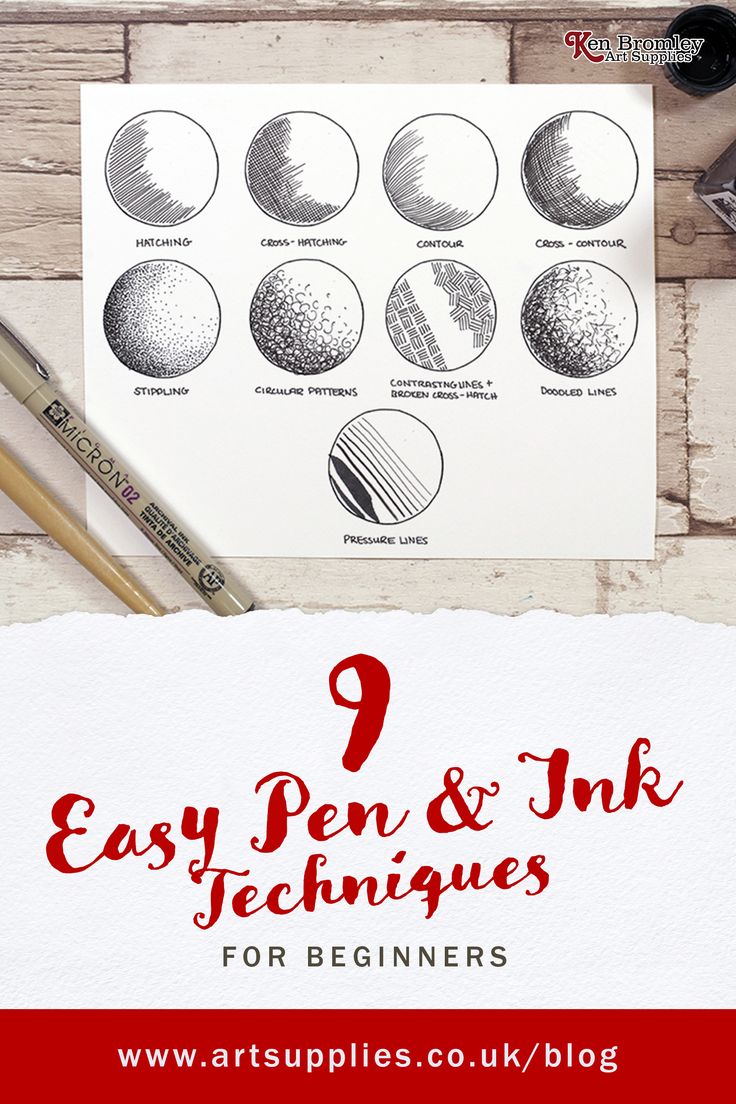 the 9 easy pen and ink techniques for beginners with pencils on top of it