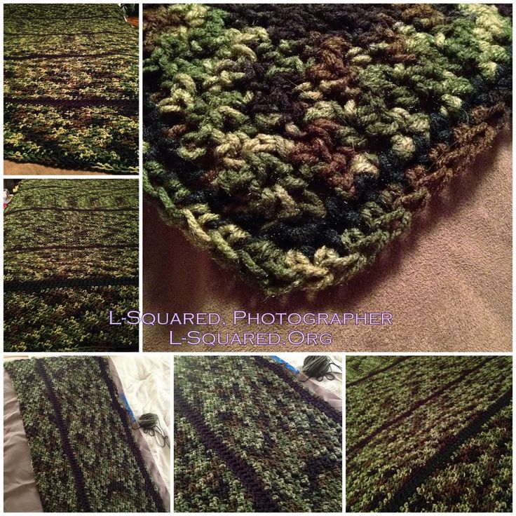 several pictures of different green and brown crocheted rugs with text that reads, l - squared photo fabric