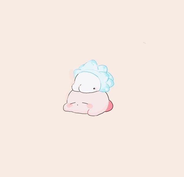 a drawing of a sleeping baby with a blue towel on it's head and eyes closed