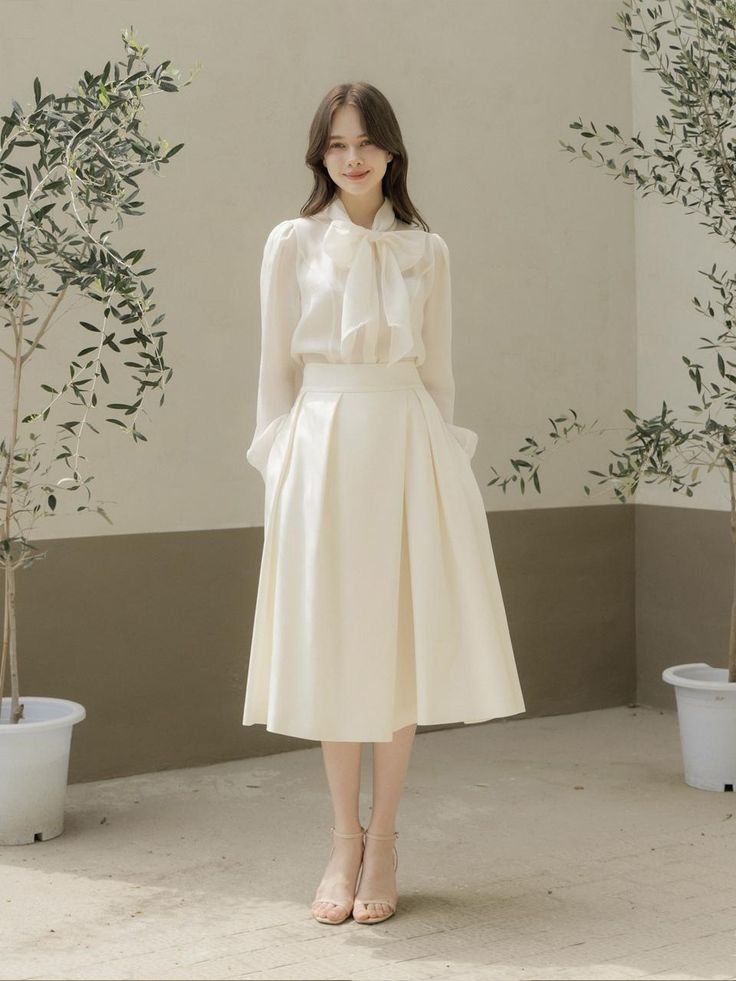 Country of Origin : Republic of Korea Formal Full Beige Skirt, Elegant Flared Skirt For Spring, Cream Flared Skirt For Formal Occasions, Feminine Pleated Evening Skirt, Elegant Long Skirt Office Dress, Elegant Long Office Dresses, Classic Formal Skirt For Spring, Elegant Cream Flared Skirt, Formal Cream Relaxed Skirt