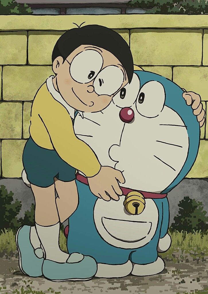 a cartoon character holding onto the back of a cat